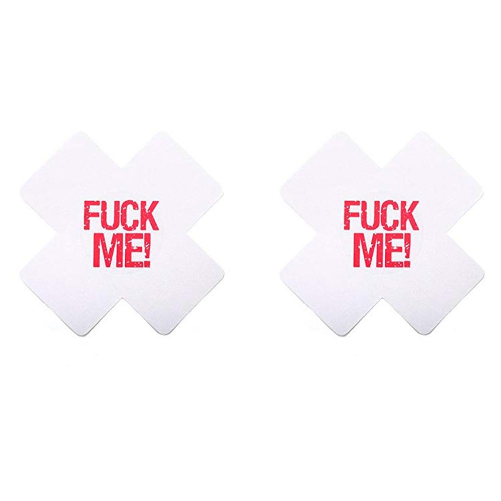 Love In Leather Sexy Fuck Me Nipple Pasties - White Red - Breast and Nipple Toys