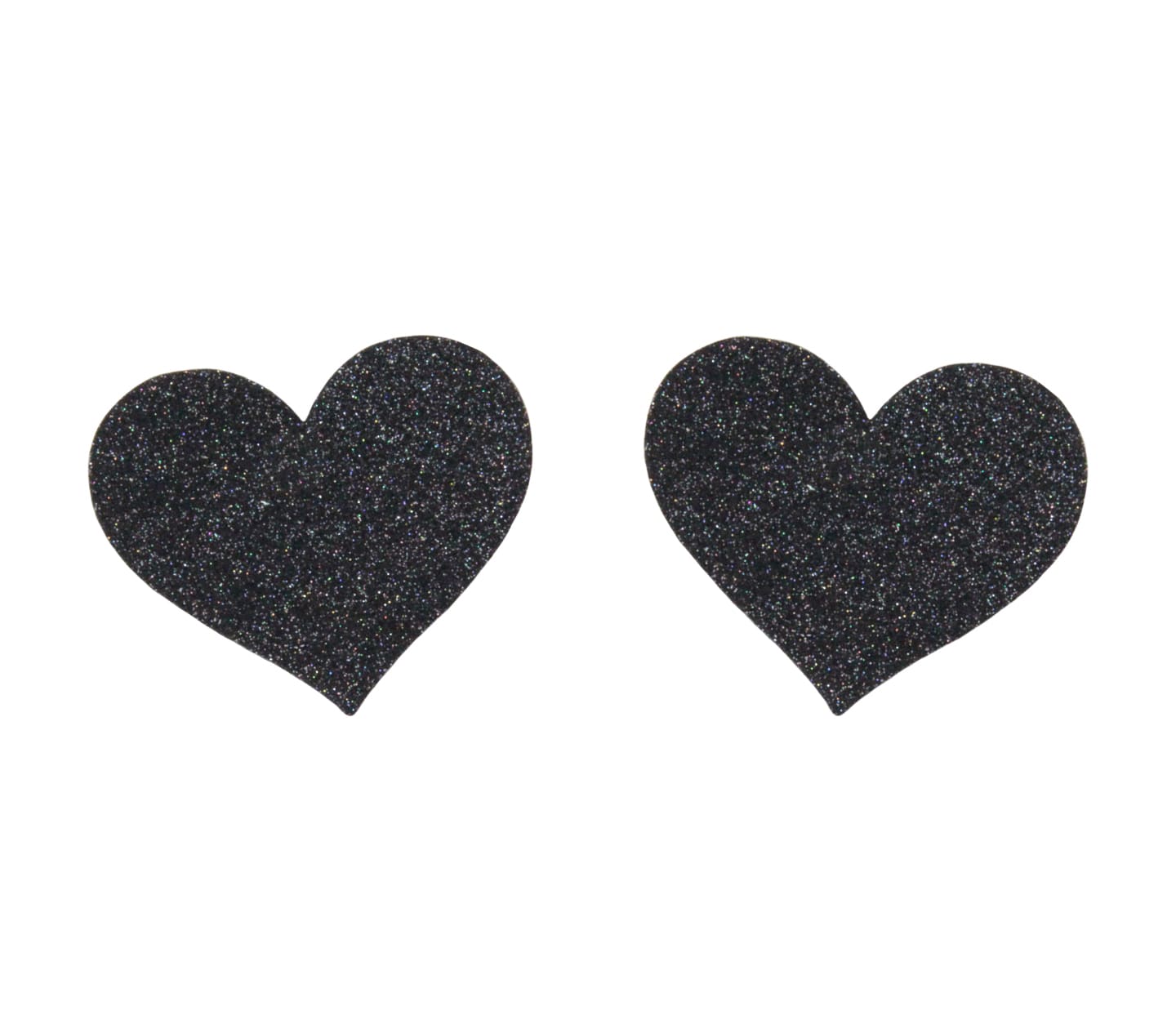 Love In Leather Glitter Heart Womens Nipple Covers - Black - Breast and Nipple Toys