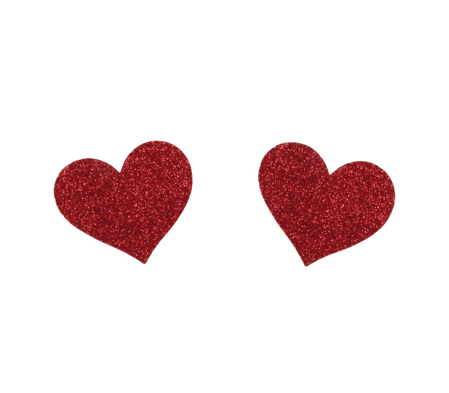 Love In Leather Glitter Heart Womens Nipple Covers - Red - Breast and Nipple Toys