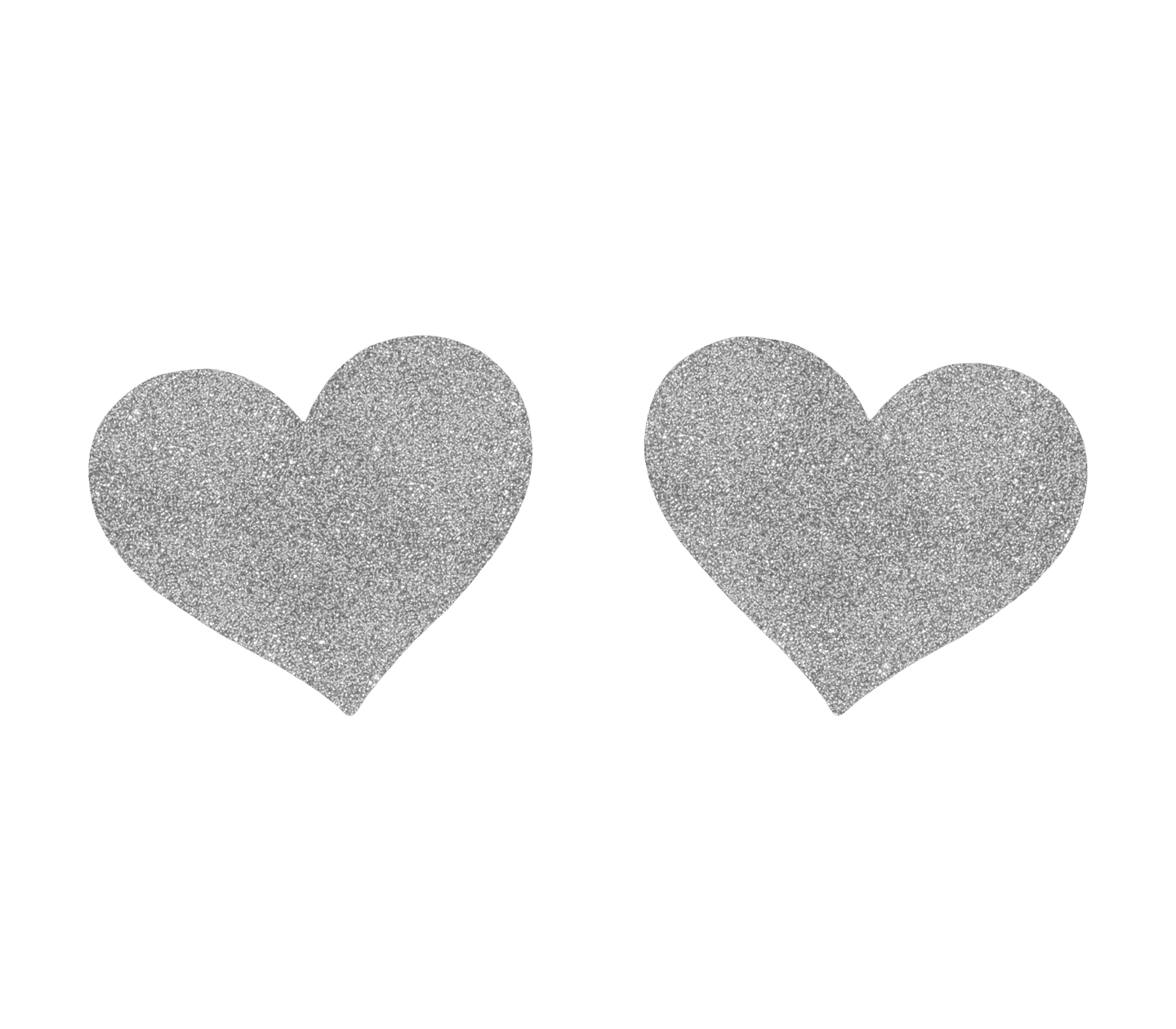 Love In Leather Glitter Heart Womens Nipple Covers - Silver - Breast and Nipple Toys