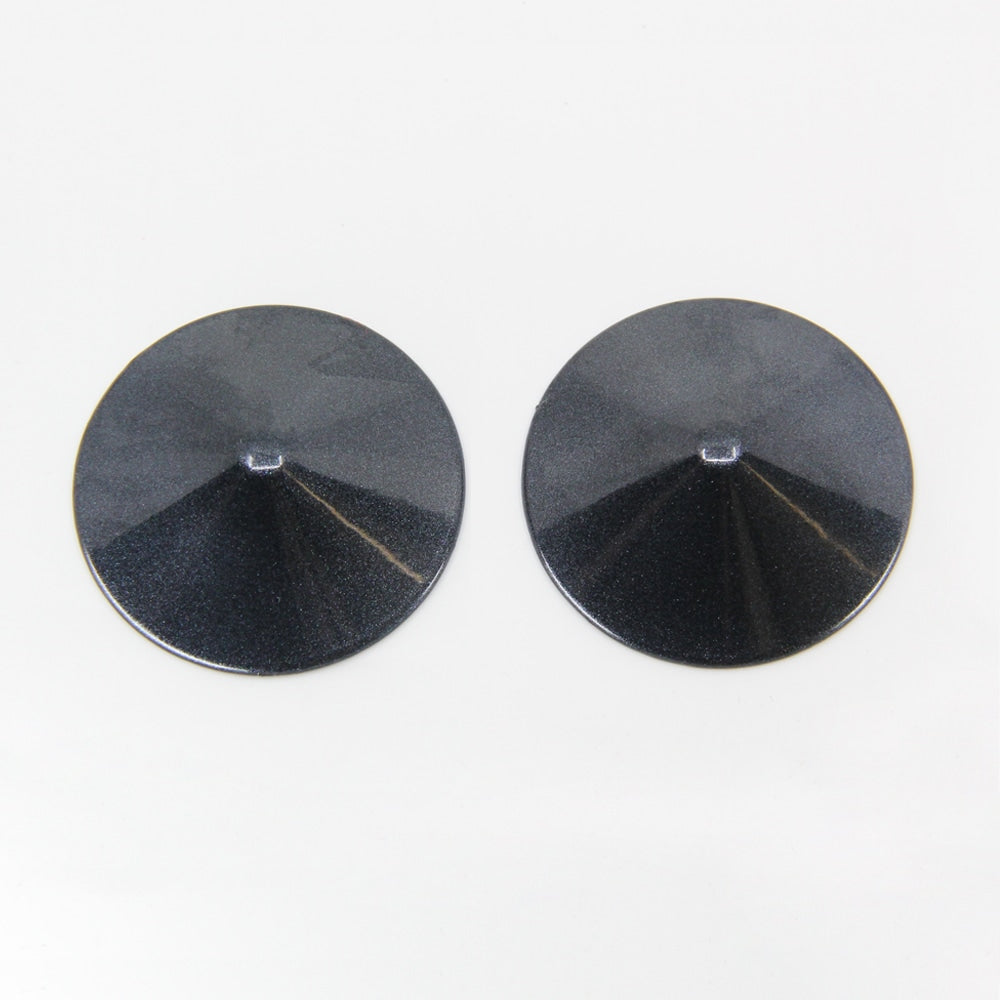 Love In Leather Round Metal Nipple Pasties - Black - Breast and Nipple Toys