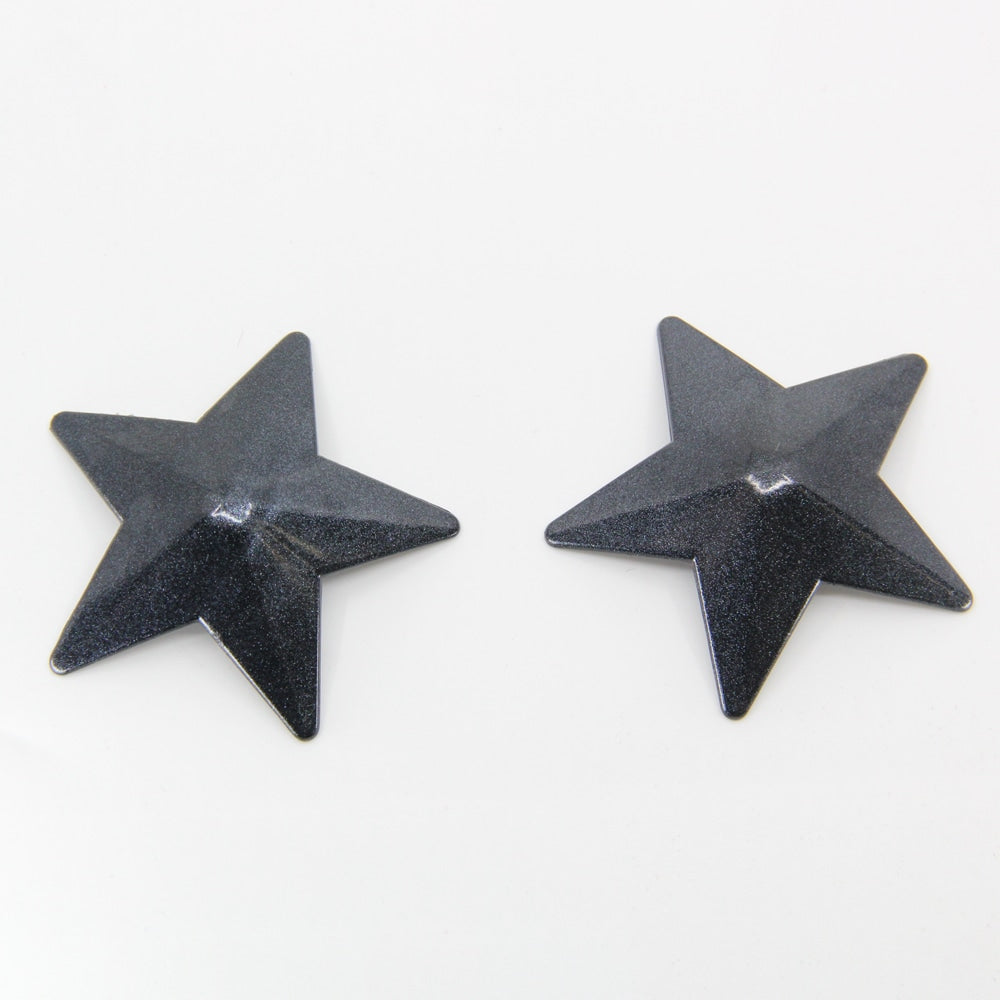 Love In Leather Star Shape Metal Nipple Pasties - Black - Breast and Nipple Toys