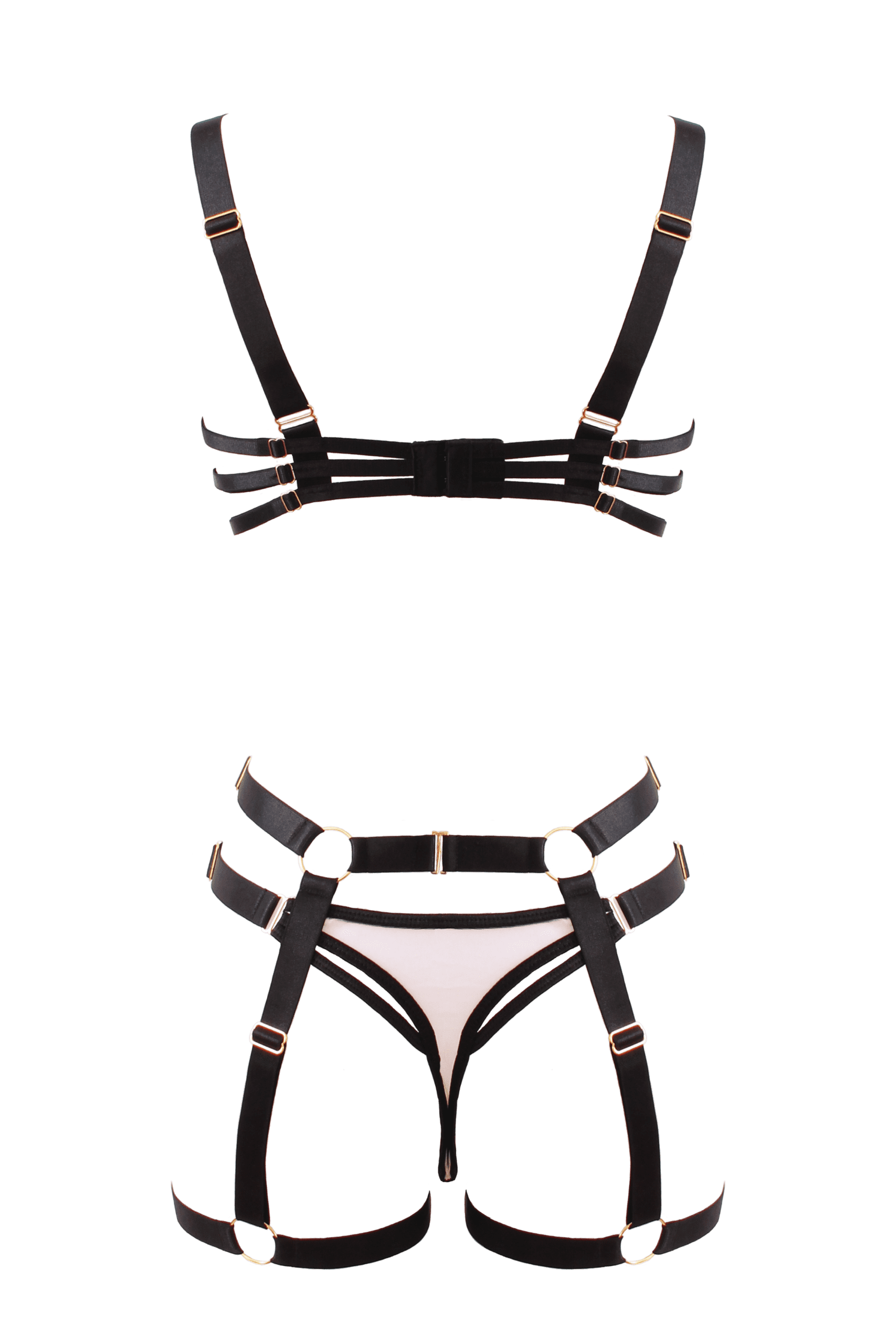 Muse Bra and Panty Set With Elastic Leg Garter Belt - - Her Fetish