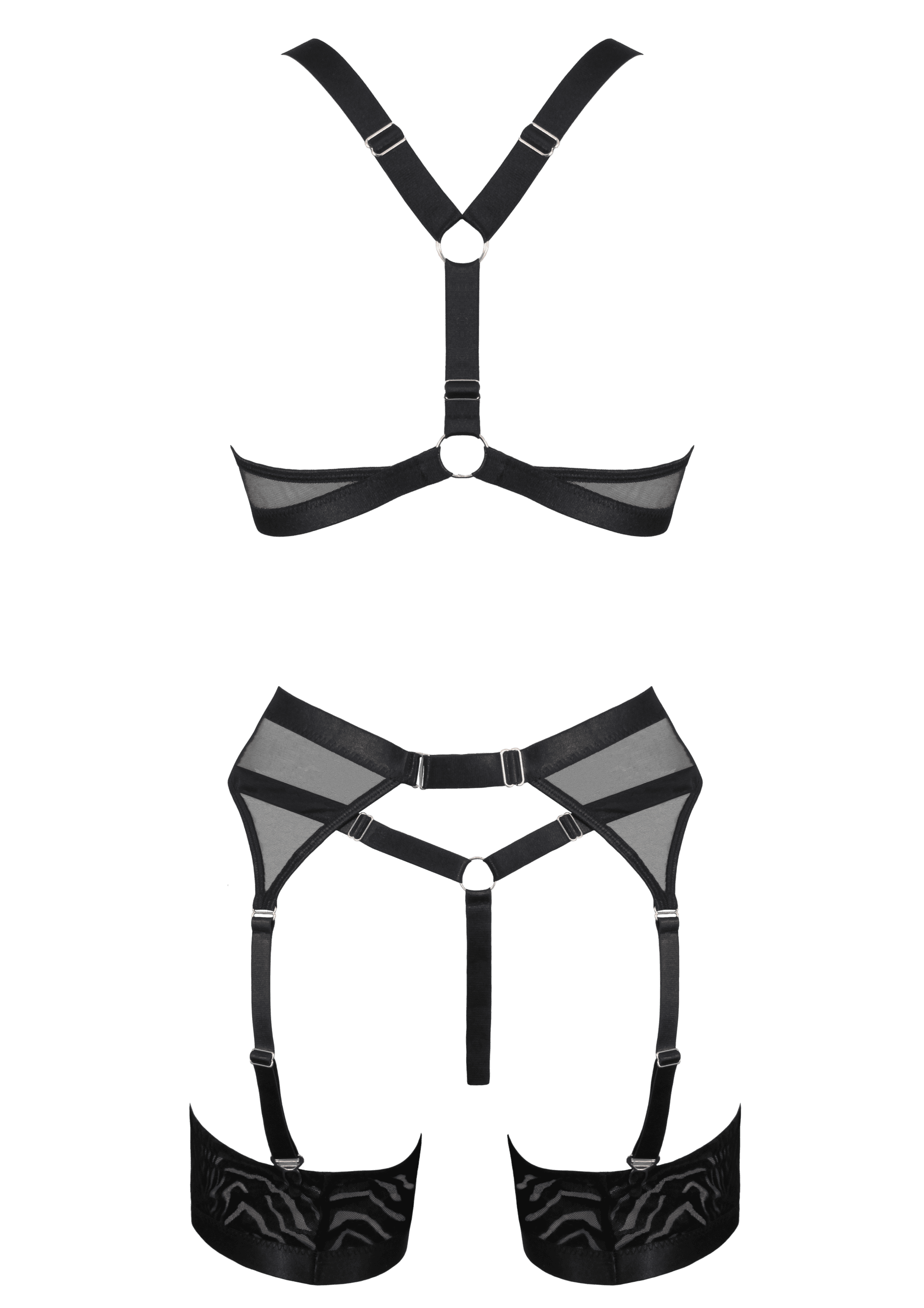 Muse 5-Piece Fetish Play Sexy Womens Lingeri Set Black - - Her Fetish