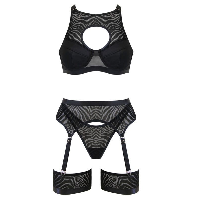 Muse 5-Piece Fetish Play Sexy Womens Lingeri Set Black - Black Large - Her Fetish