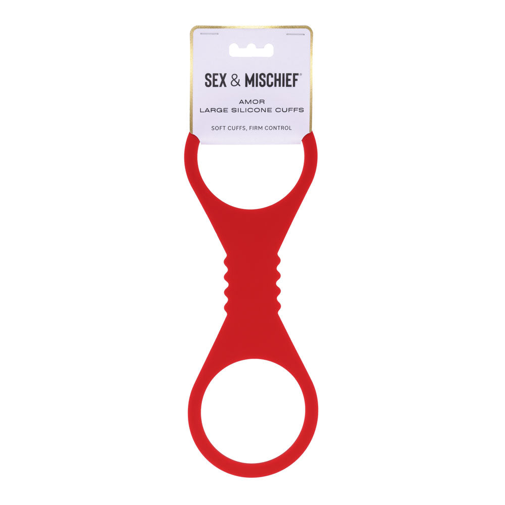 Sex & Mischief Amor Silicone Hand Cuffs Restraints Red - Cuffs And Restraints