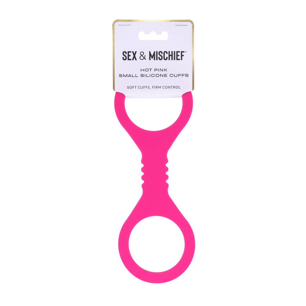 Sex & Mischief Hot Pink Fetish Play Silicone Hand Cuffs - Small - Cuffs And Restraints