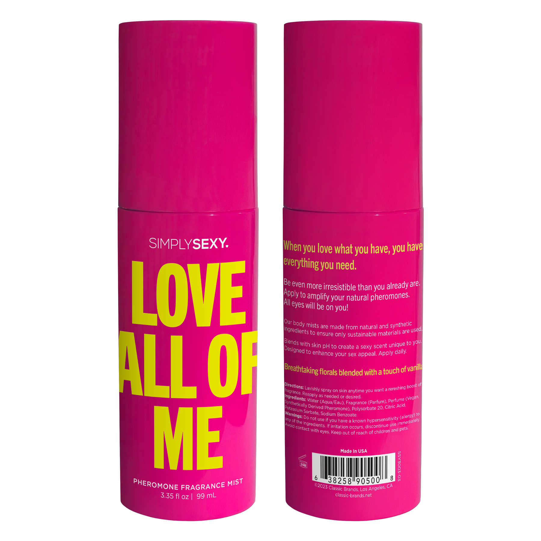 Classic Brands Simply Sex Pheromone Fragrance Body Mist - Love All Of Me - Sex Pheromones and Perfumes