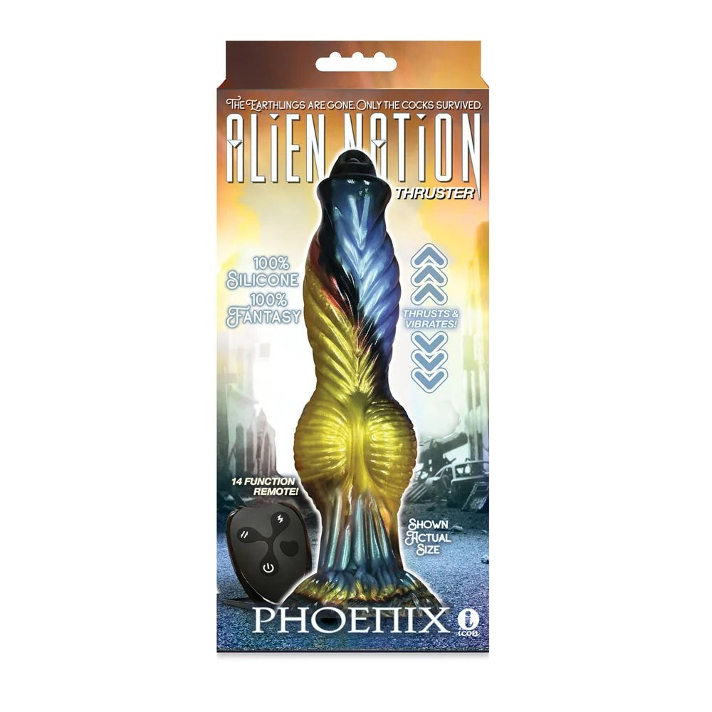 Alien Nation Phoenix - Thrilling 9" Silicone Vibrator - - Harness Dildos