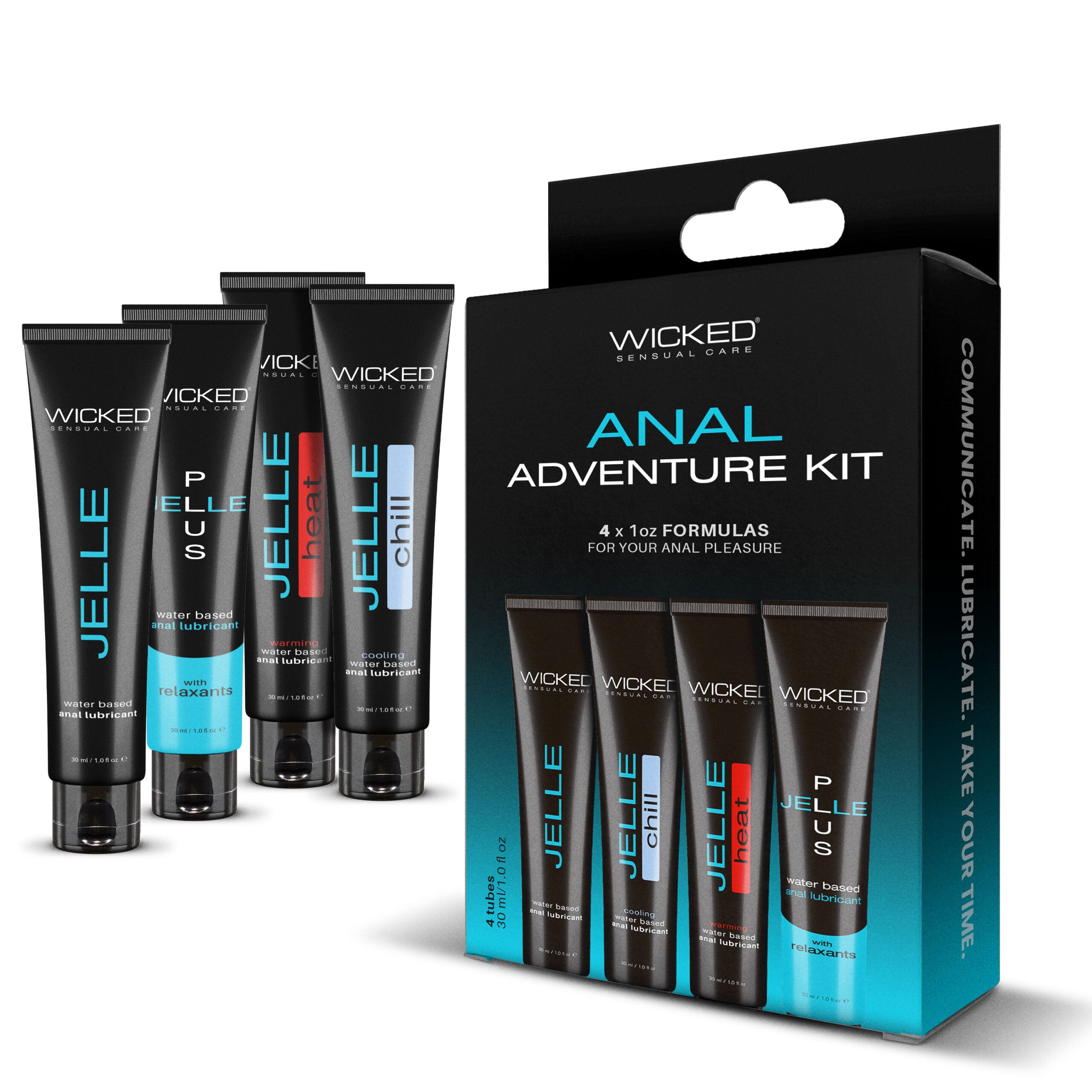 Wicked ANAL ADVENTURE KIT 4 Pack Mixed Jelle Anal Lube 30ml - - Anal Lubes