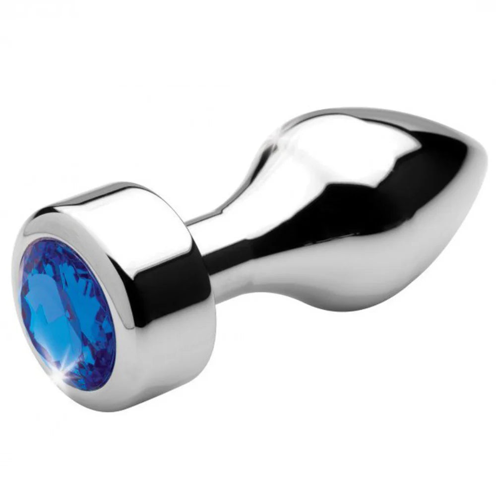 Aluminium Butt Plug With Diamond Bright Silver - - Butt Plugs