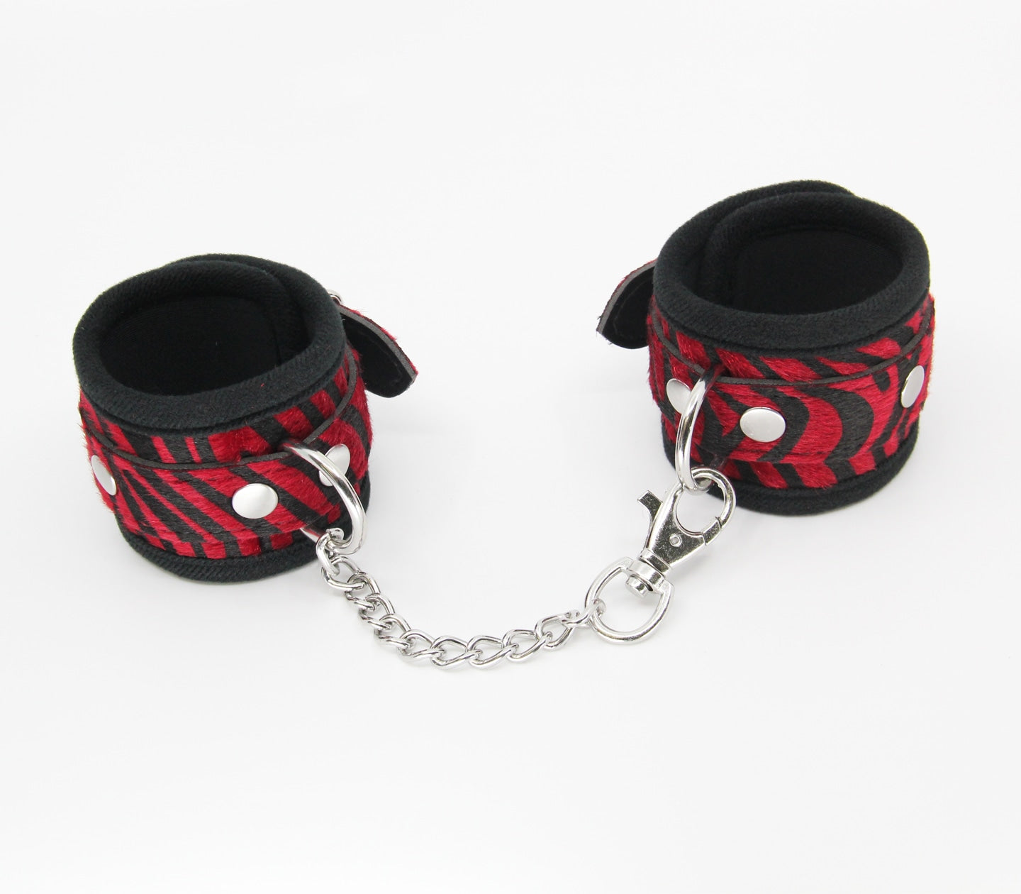 Berlin Baby Animal Print Bondage Wrist Cuffs - Red Zebra - Cuffs And Restraints