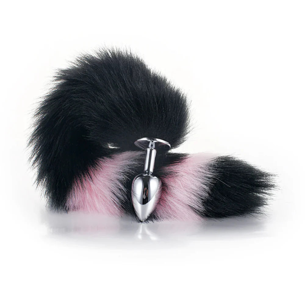 Colorful Fox Tail Metal Anal Plug Large - - Steel Sex Toys