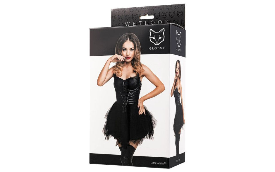 Toyfa Glossy Elisia Noir Womens Wetlook Dress Black - Her Fetish