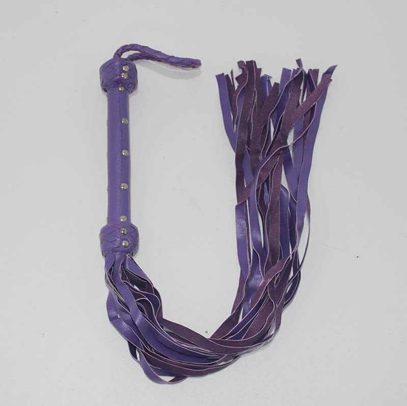 Whiplash Leather Flogger with Handle - Whips And Crops