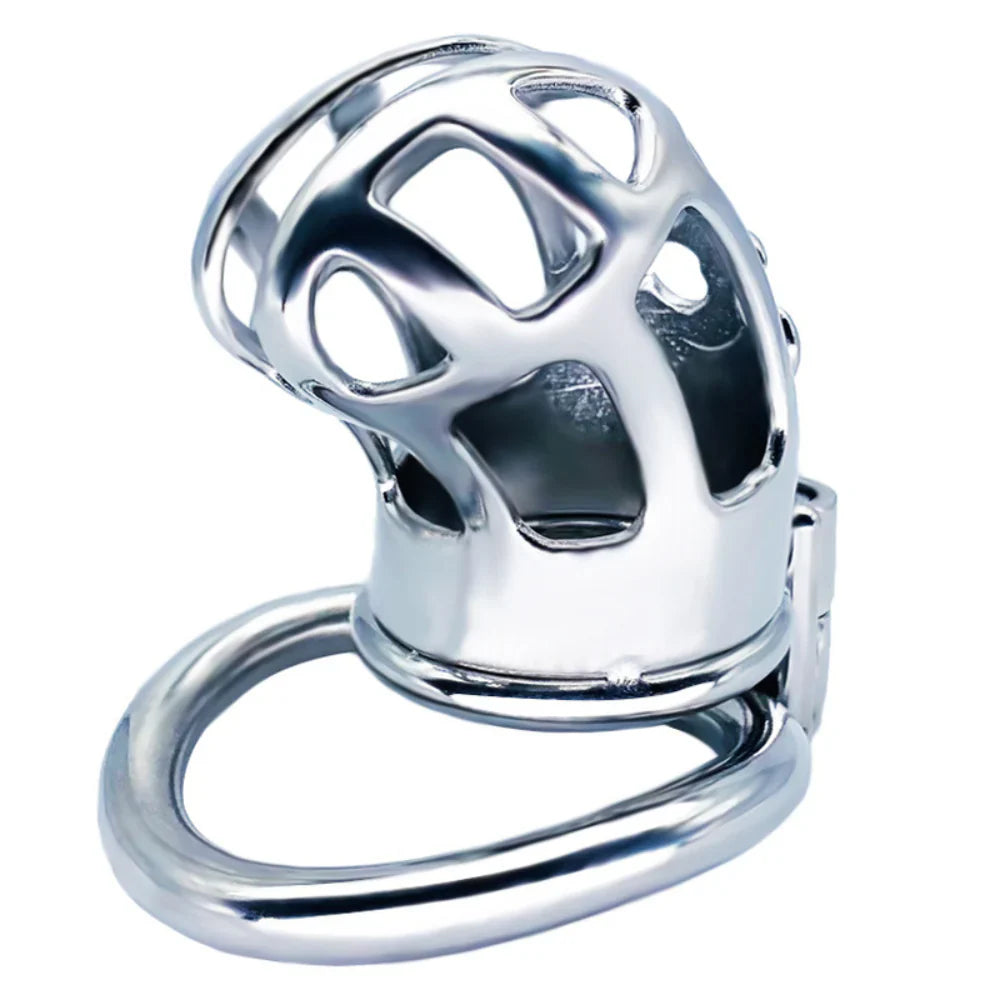 Hex Screw Bent Cock Lock Steel Cock Cage - - Male Chastity