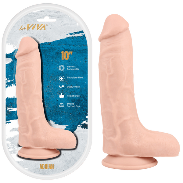 La Viva Adrian 10 Inches Harness Dildo Flesh - - Realistic Dildos