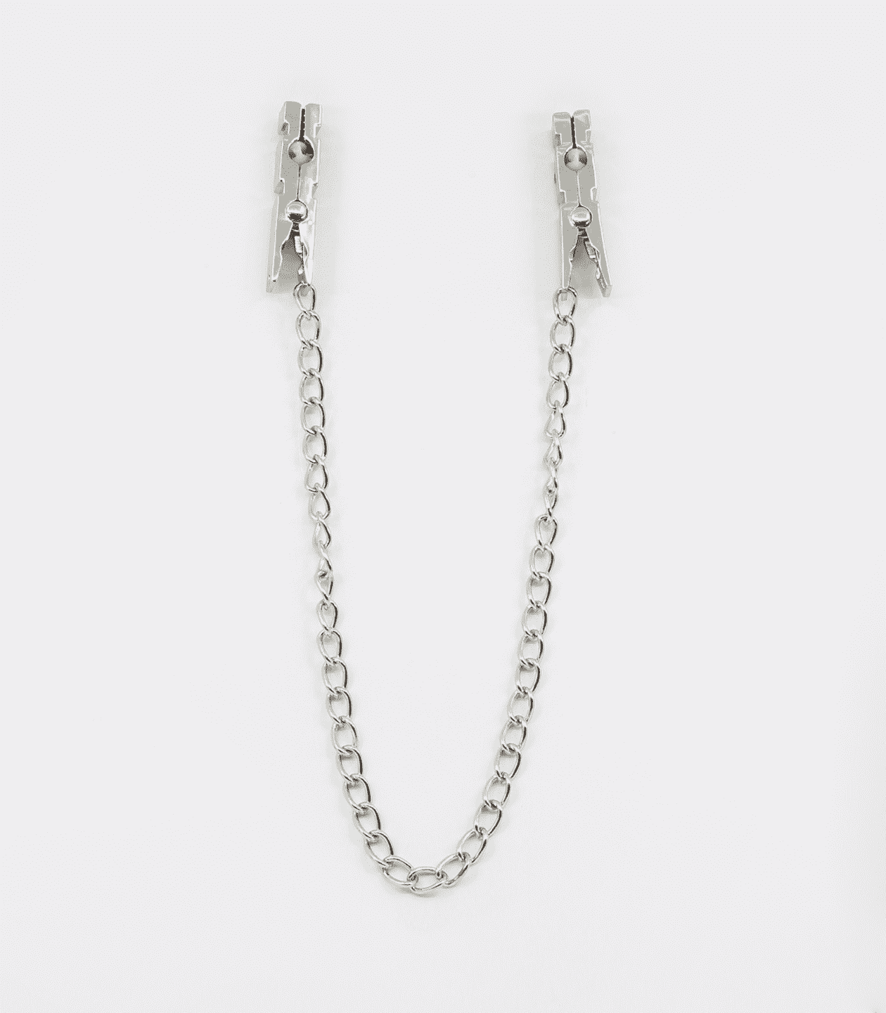 Love In Leather Peg Nipple Clamps With Chain Join - - Nipple and Clit Clamps