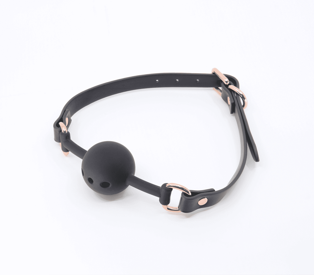 Love In Leather Breathable GAG With Silicone Ball - - Bondage Gags and Bits