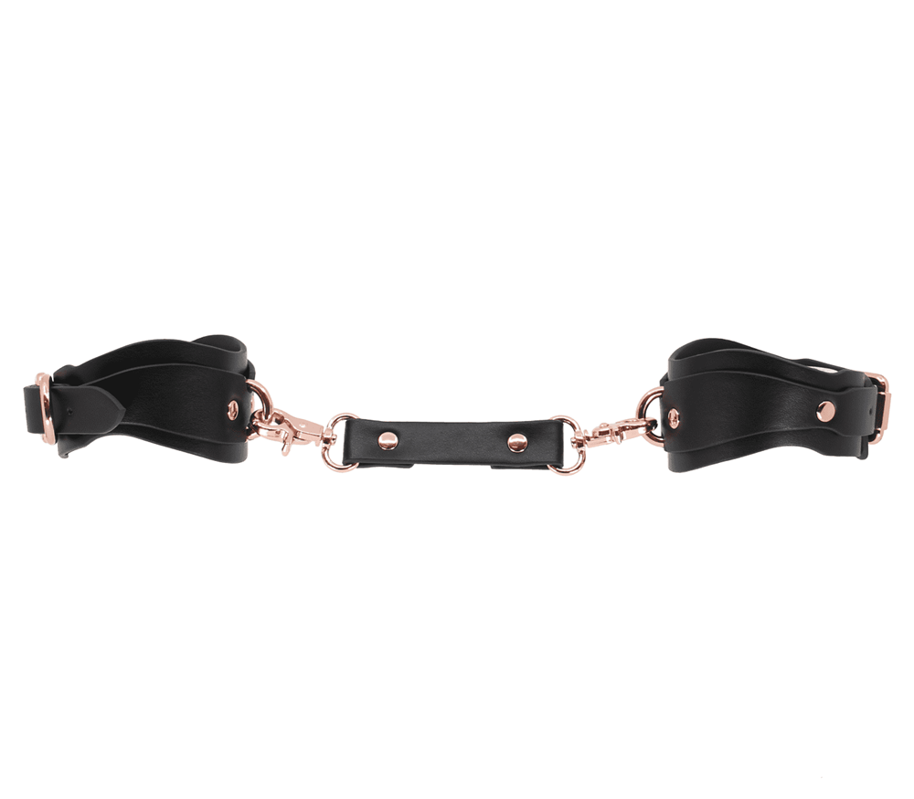 Love In Leather Shaped BDSM Play Wrist Cuffs - Cuffs And Restraints