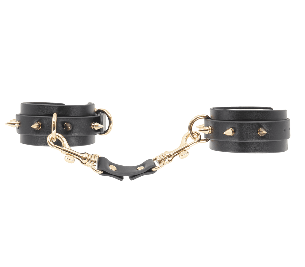 Love In Leather Spiked Faux Leather Wrist Cuffs - - Cuffs And Restraints