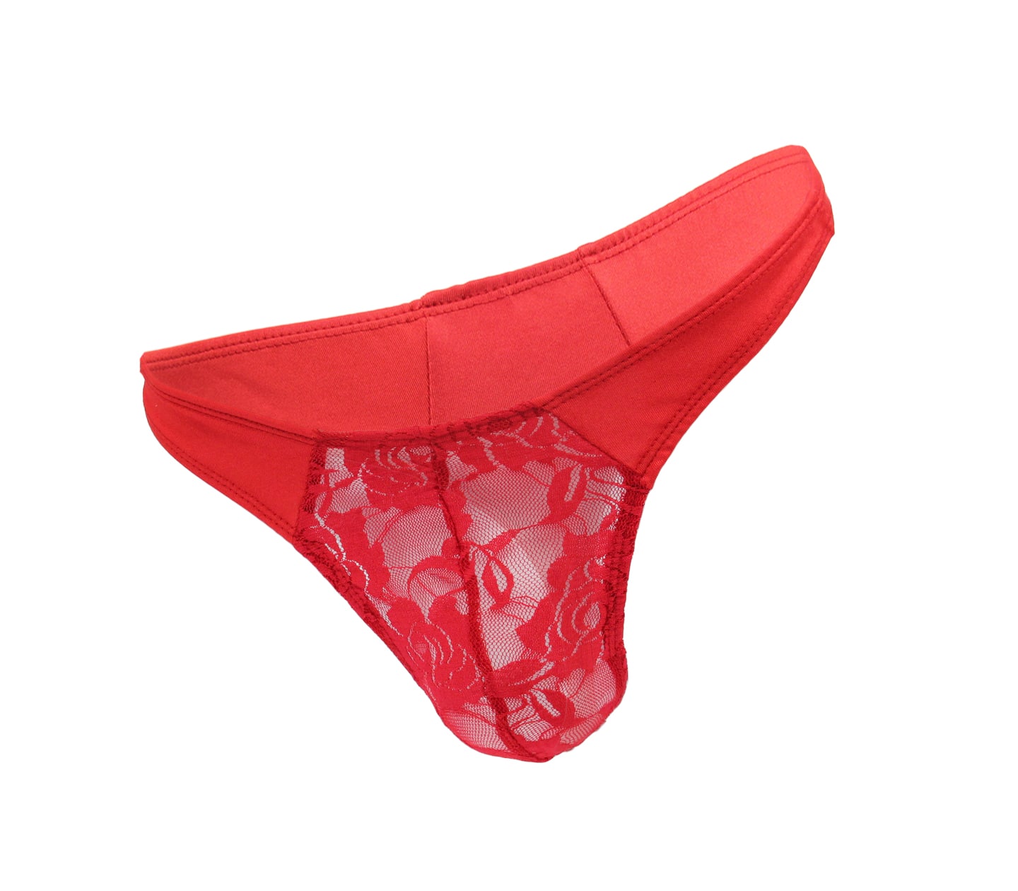 Love In Leather Mens Lace Front G-String Red - Jocks and G-Strings