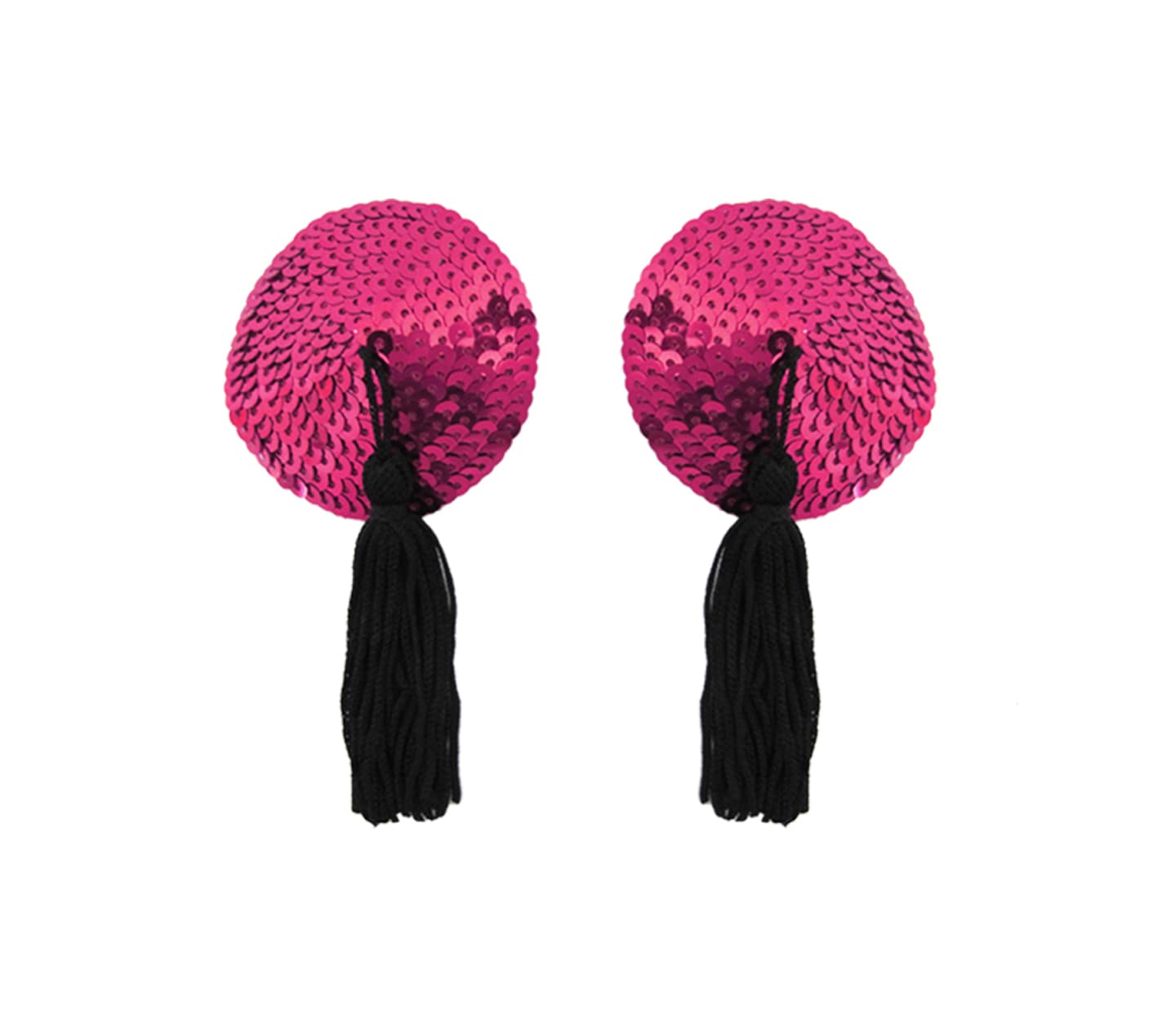 Love In Leather Round Sequen Sexy Nipple Tassels - Hot Pink - Breast and Nipple Toys