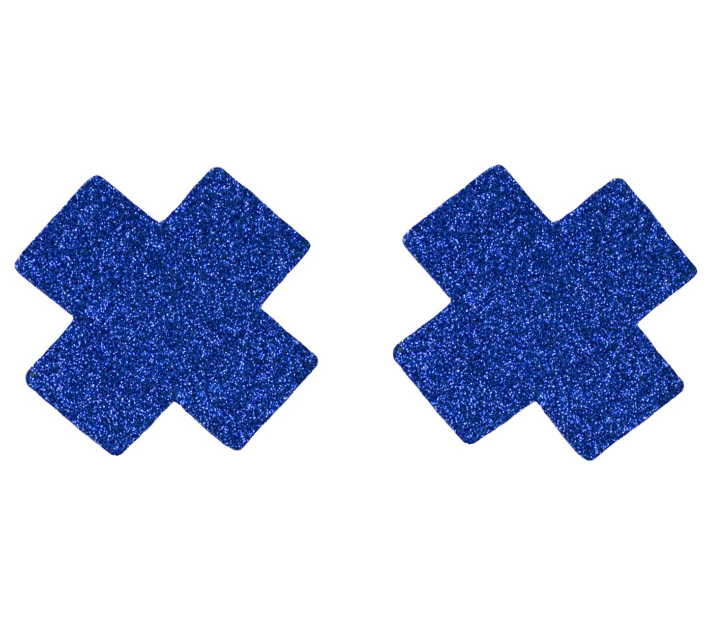 Love In Leather Satin Cross Womens Nipple Pasties - Blue Glitter - Breast and Nipple Toys