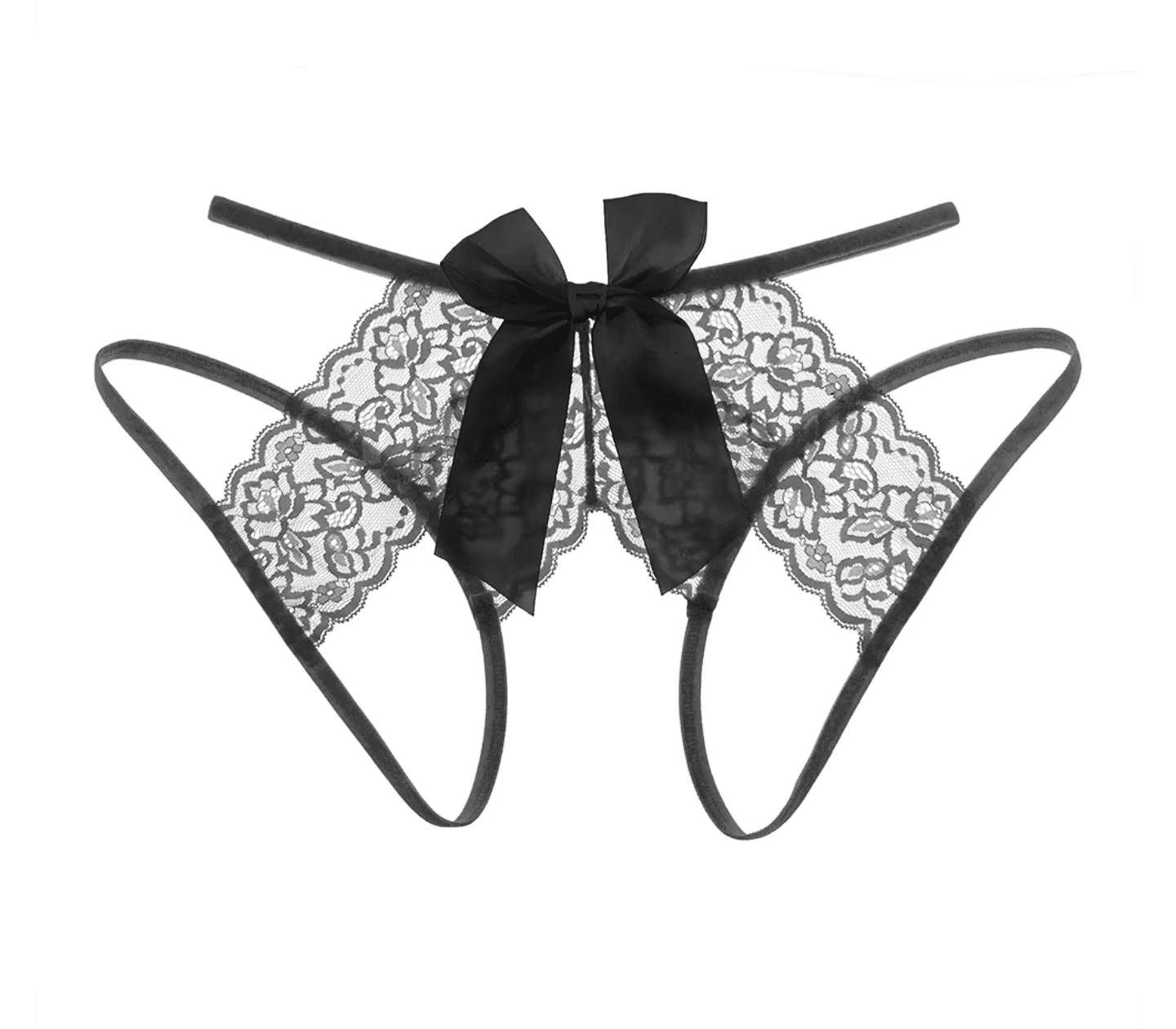 Love In Leather Womens Sexy Crotchless Panties Black OS - - G-Strings, Panties and Shorts