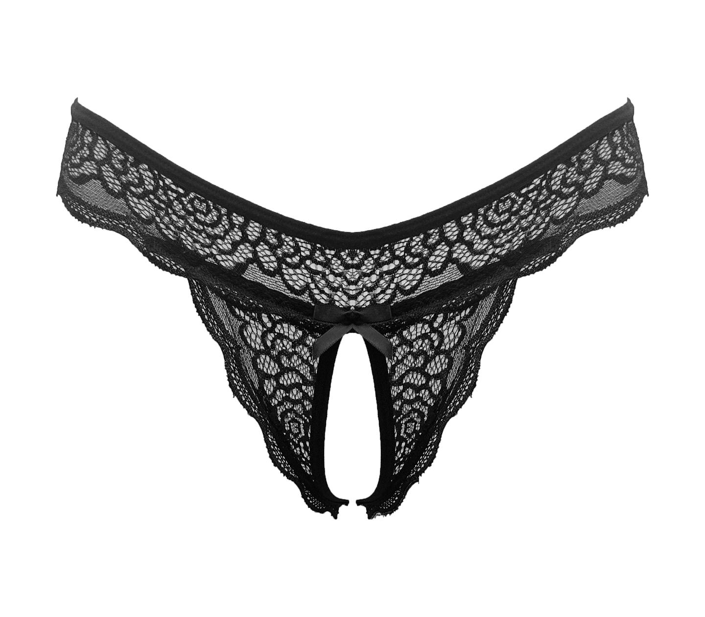 Love In Leather Sexy Crotchless Panties Black - - G-Strings, Panties and Shorts