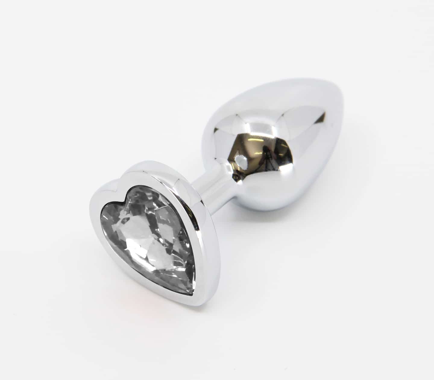 Love In Leather Metal Butt Plug With Heart Gem Large - - Butt Plugs