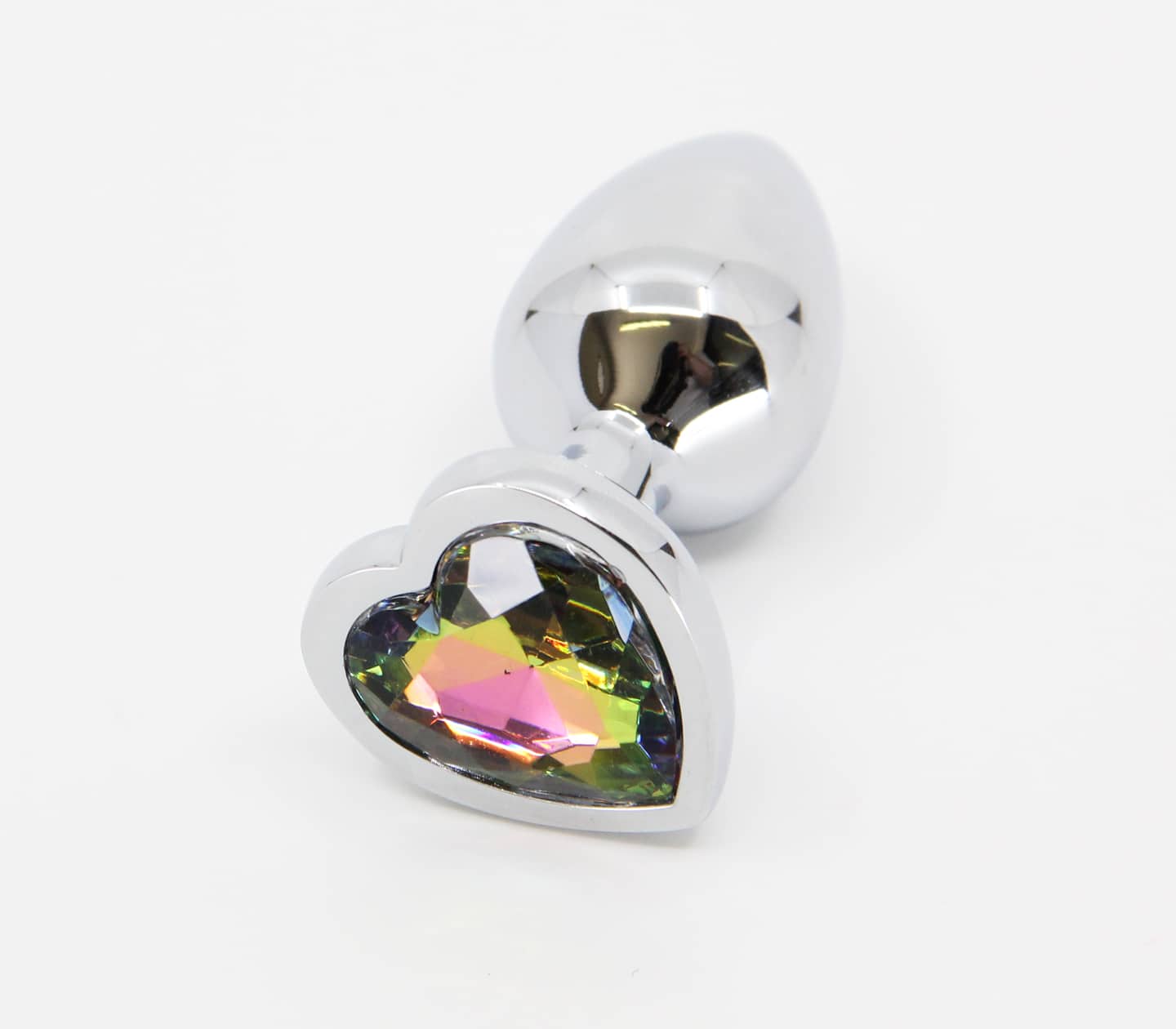 Love In Leather Butt Plug With Heart Gem Pride/Rainbow - - Butt Plugs