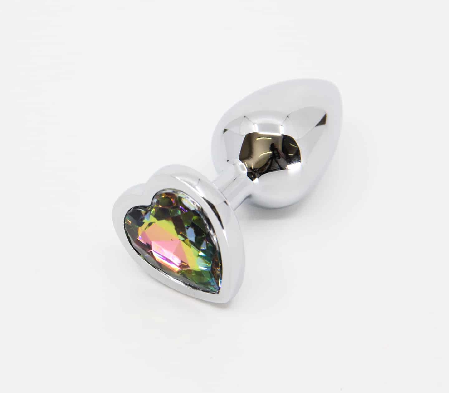 Love In Leather Butt Plug With Heart Gem Pride/Rainbow - - Butt Plugs