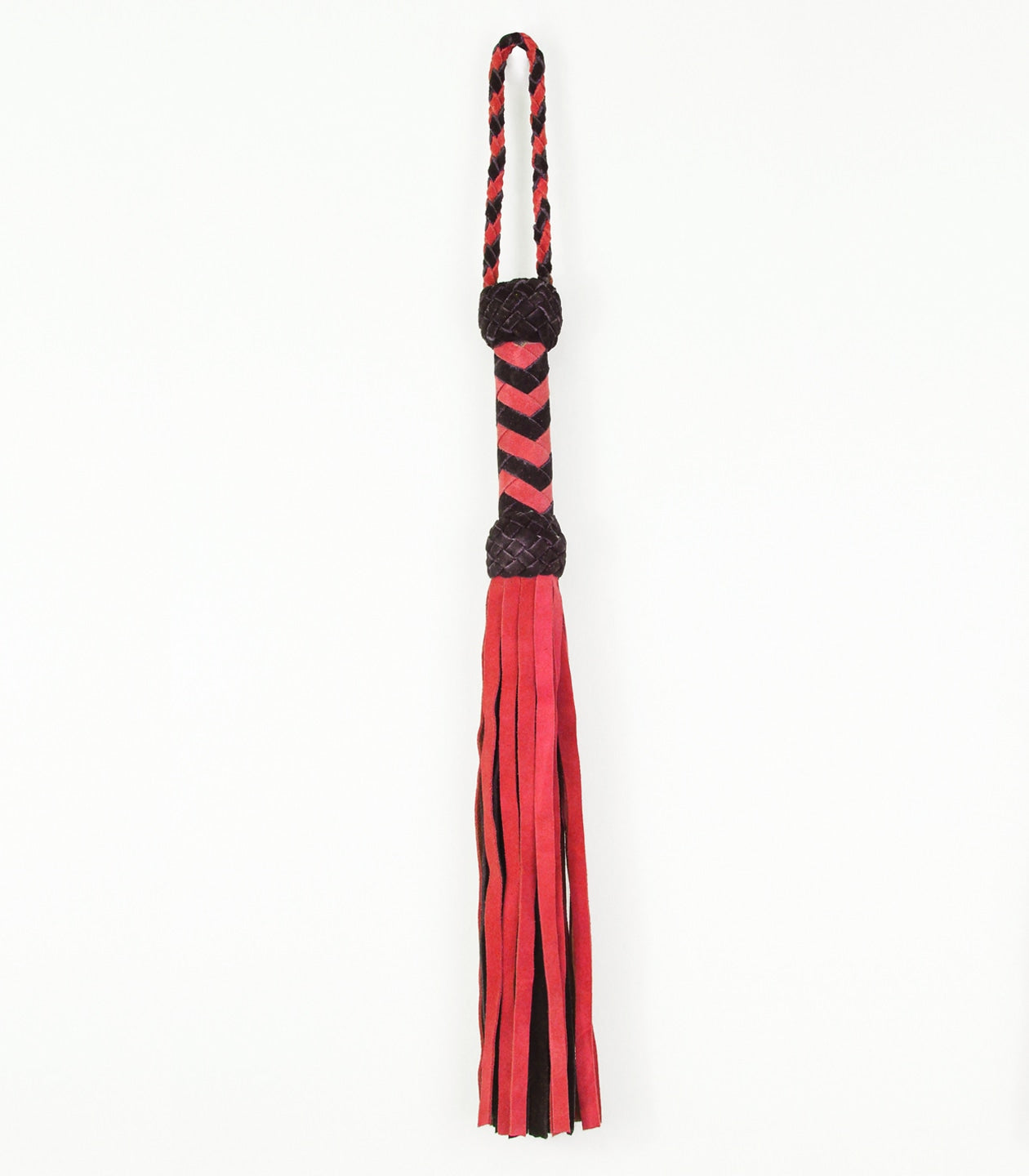 Love In Leather Long Suede Leather Flogger - Red - Whips And Crops