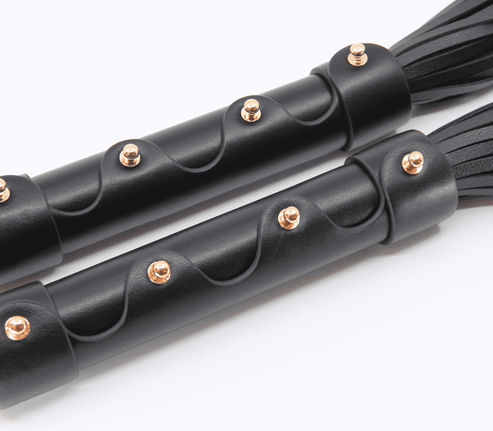 Love In Leather BDSM Flogger With Coloured Hardware - - Whips And Crops