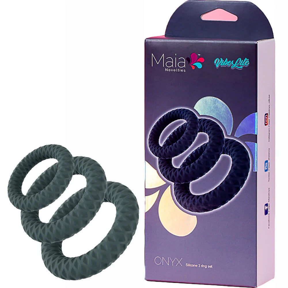 Maia ONYX Cock Ring Set - - Cock Rings