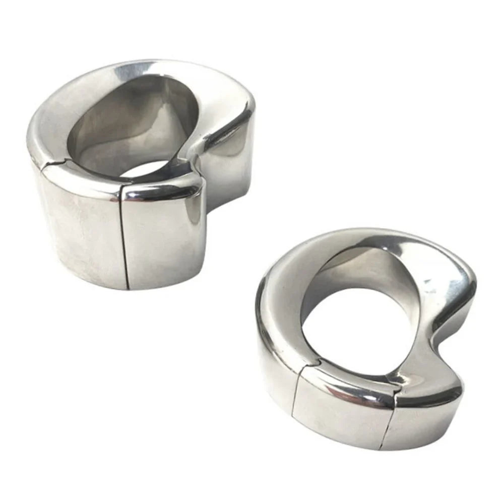 Oval Stainless Steel Ball Stretcher Weight - - Steel Sex Toys