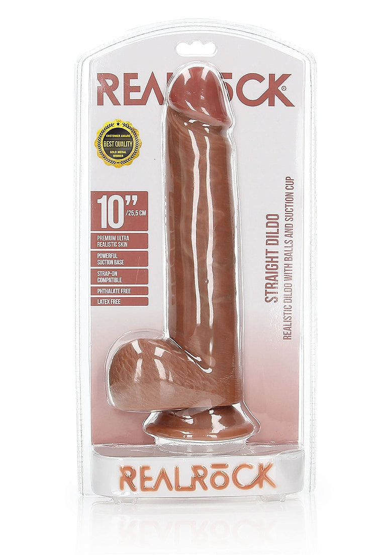 Realrock Straight Realistic Dildo With Balls 25.5cm - - Realistic Dildos