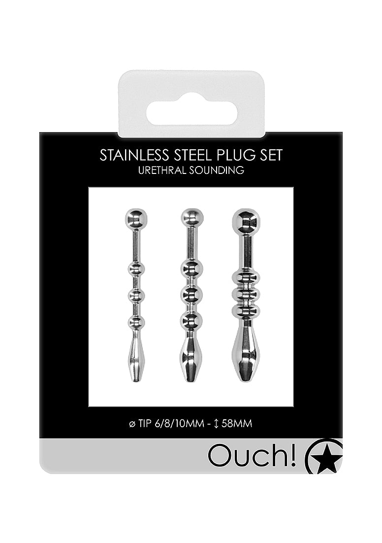 Shots Urethral Sounding Stainless Steel Plug Set - - Urethral Sounds