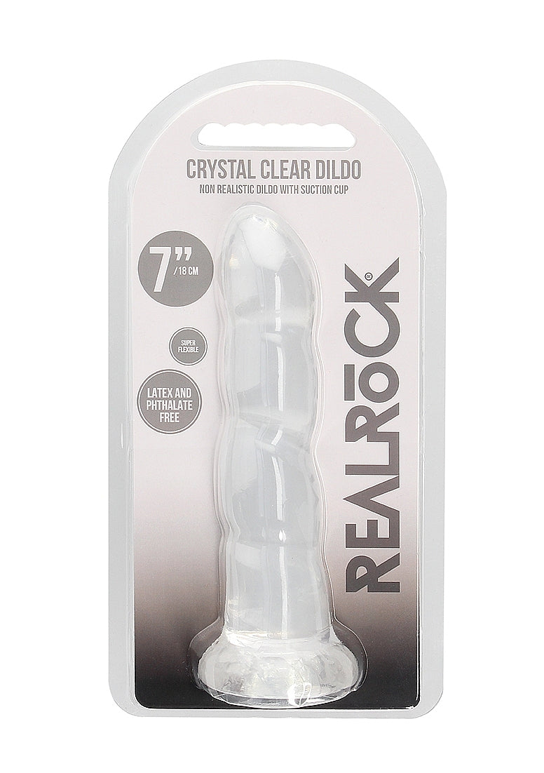 Realrock Crystal Clear Non Realistic Suction Cup Dildo 13cm - - Non-Realistic Dildos