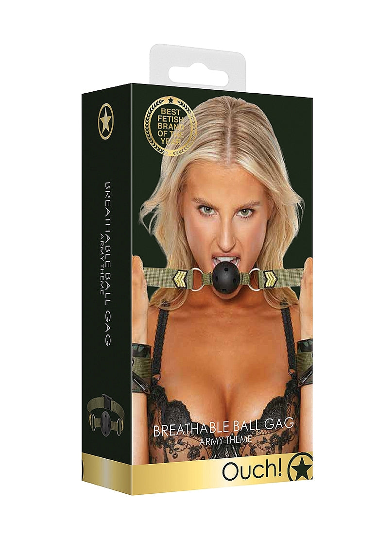 Shots Toys Army Theme Breathable BDSM Ball Gag - - Bondage Gags and Bits