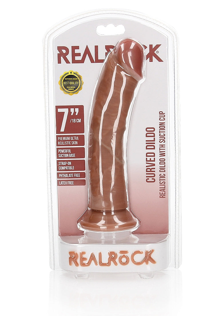 Realrock Curved Realistic Dildo with Suction Cup 18 cm - - Realistic Dildos