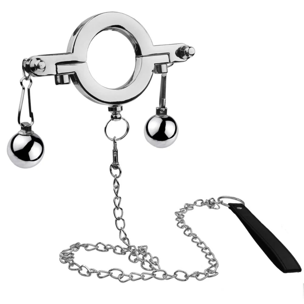 Stainless Steel Hanger Pendant Ball Stretcher With Lead - - Steel Sex Toys