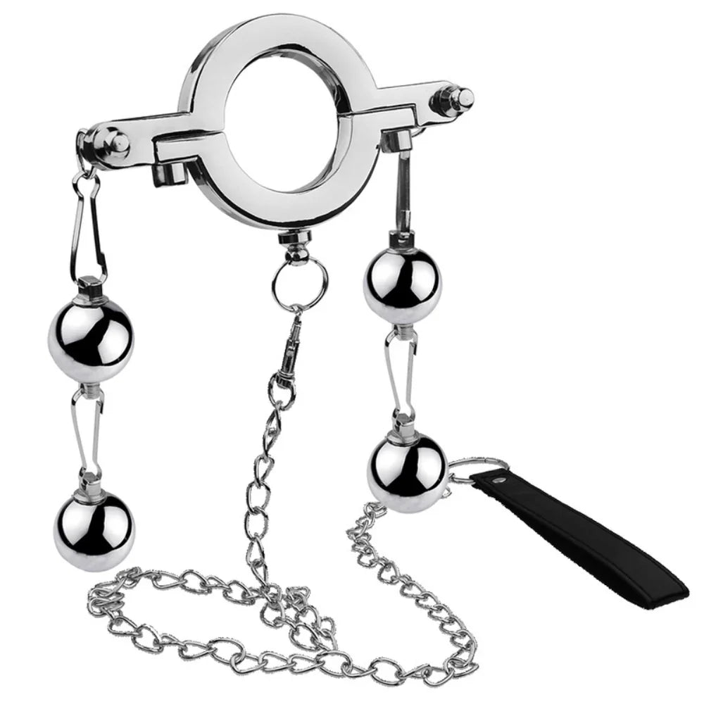 Stainless Steel Hanger Pendant Ball Stretcher With Lead - - Steel Sex Toys