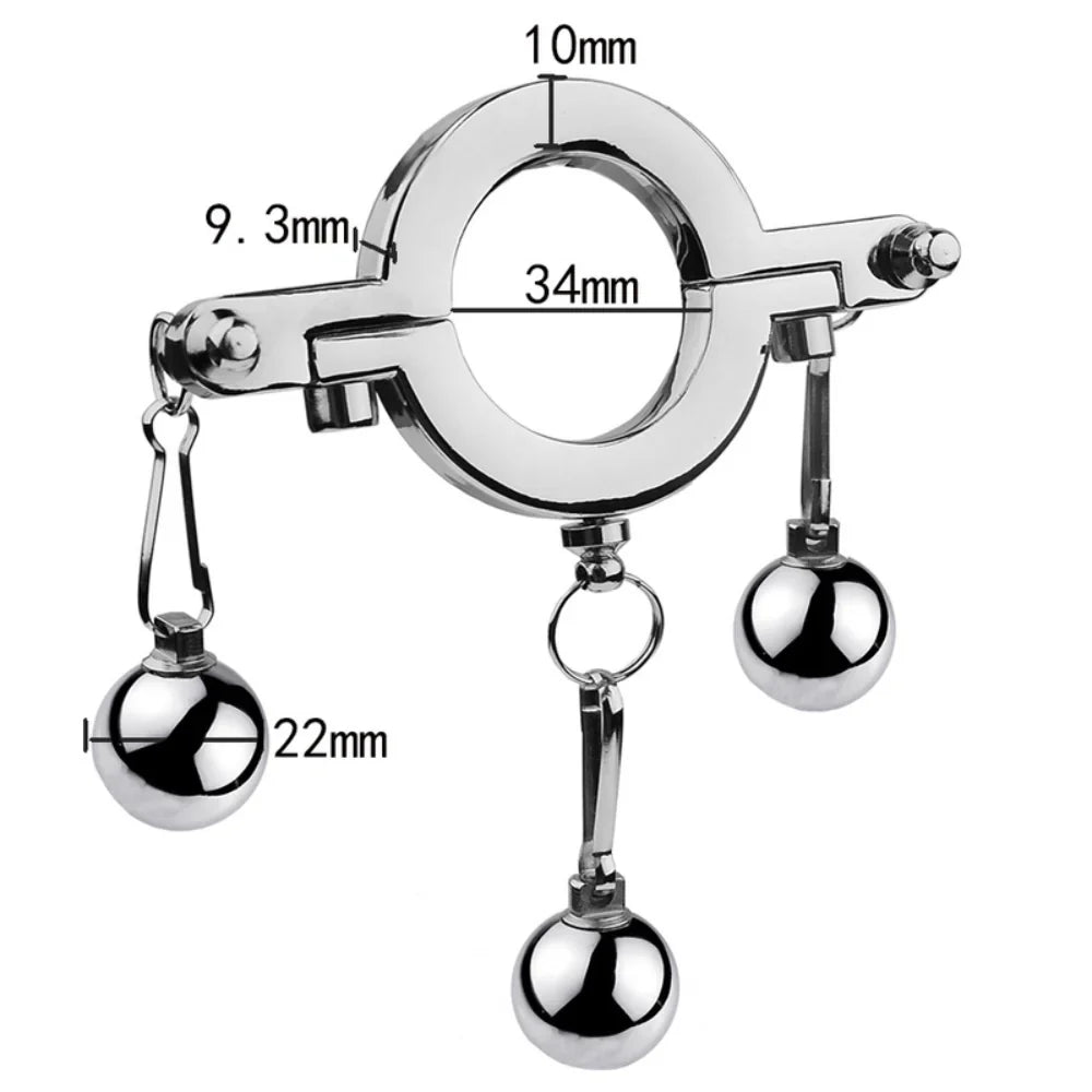 Stainless Steel Hanger Pendant Ball Stretcher With Lead - - Steel Sex Toys