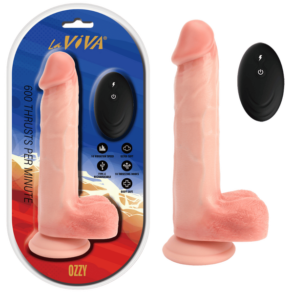 La Viva Ozzy Remote Control Rechargeable Realistic Dildo - Vibrating Dildos