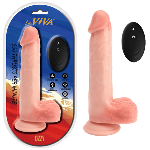 La Viva Ozzy Remote Control Rechargeable Realistic Dildo - Vibrating Dildos