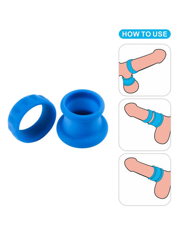 Lovetoy Pinnacle Pro Twin Flex Stretchy Cock and Balls Rings Blue - Ball and Cock Toys