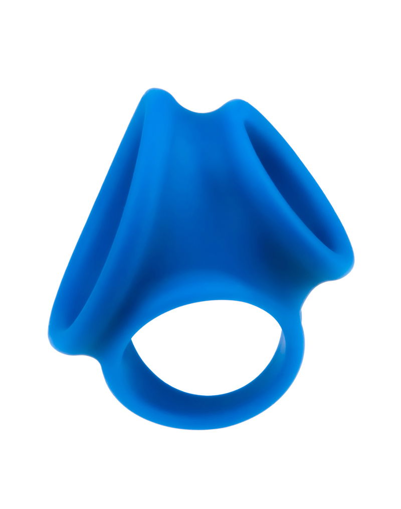 Lovetoy Pinnacle Pro Trio Grip Enhancer Mens Cock and Balls Ring Blue - - Ball and Cock Toys