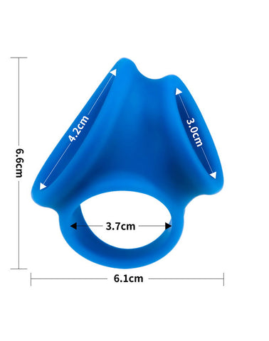 Lovetoy Pinnacle Pro Trio Grip Enhancer Mens Cock and Balls Ring Blue - Ball and Cock Toys